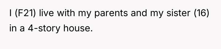 I (F21) live with my parents and my sister (16)...
