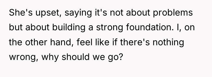 She's upset, saying it's not about problems but about building...