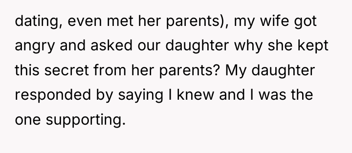 dating, even met her parents), my wife got angry and...
