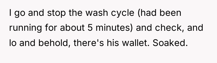 I go and stop the wash cycle (had been running...
