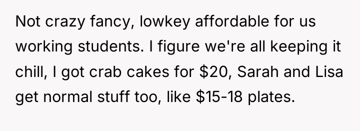 Not crazy fancy, lowkey affordable for us working students. I...