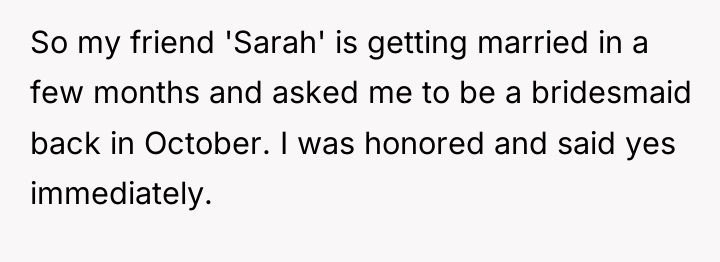 So my friend 'Sarah' is getting married in a few...