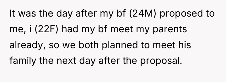 It was the day after my bf (24M) proposed to...
