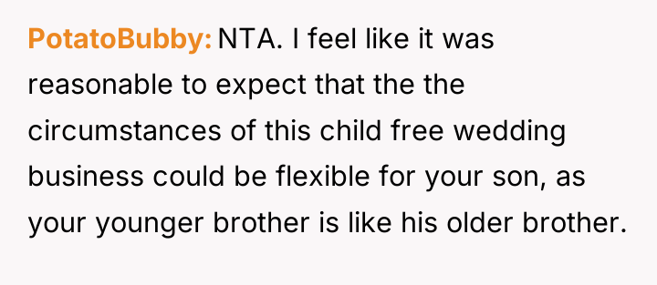 PotatoBubby NTA. I feel like it was reasonable to expect...