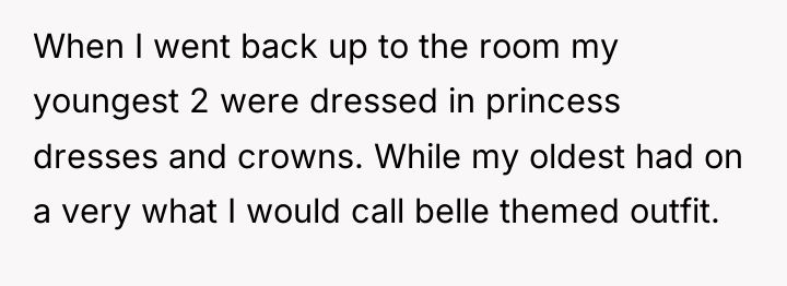 When I went back up to the room my youngest...