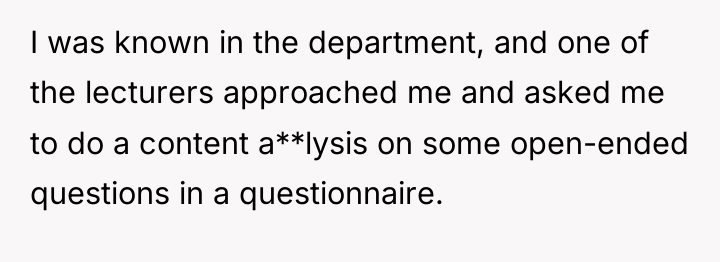 I was known in the department, and one of the...