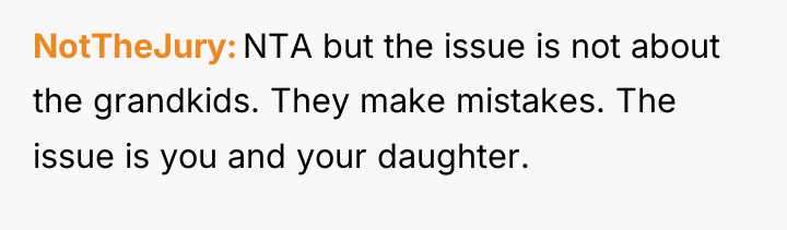 NotTheJury NTA but the issue is not about the grandkids....