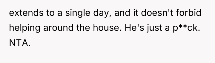extends to a single day, and it doesn't forbid helping...