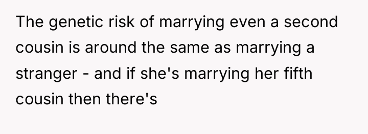 The genetic risk of marrying even a second cousin is...