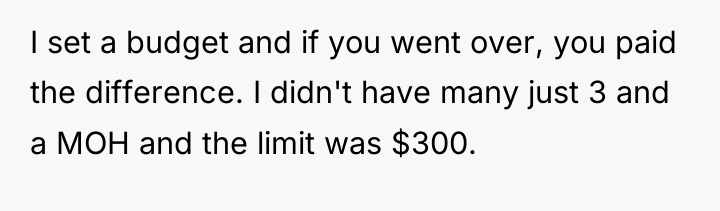 I set a budget and if you went over, you...