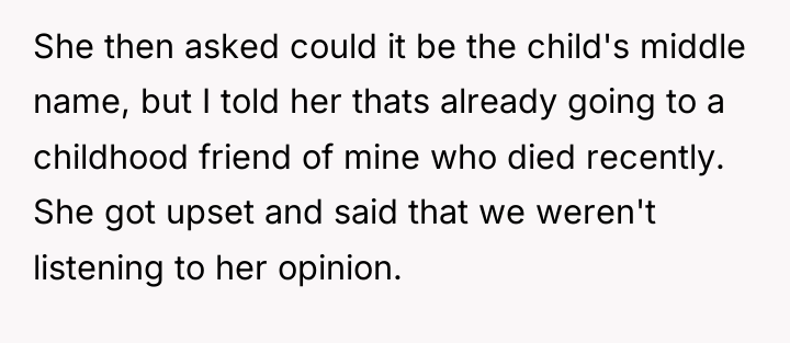 She then asked could it be the child's middle name,...