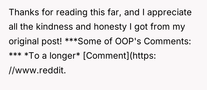 Thanks for reading this far, and I appreciate all the...