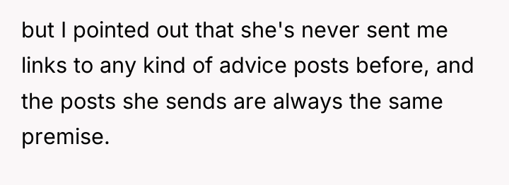 but I pointed out that she's never sent me links...