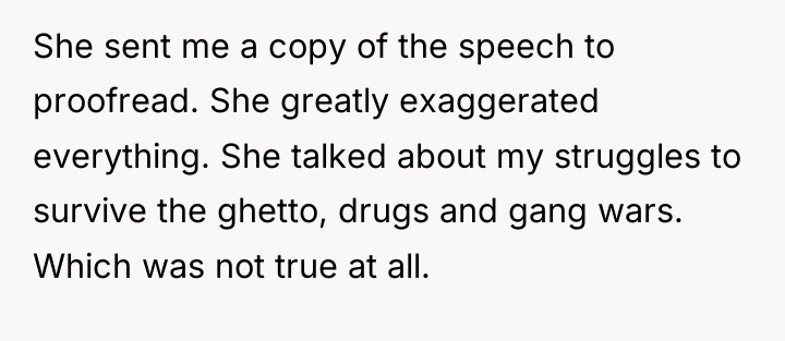 She sent me a copy of the speech to proofread....
