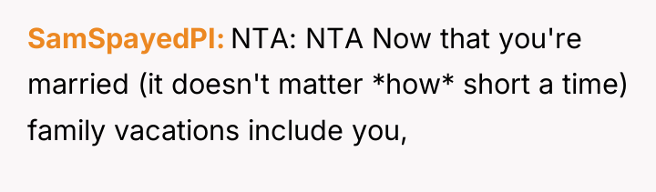 SamSpayedPI NTA: NTA Now that you're married (it doesn't matter...