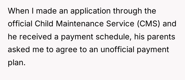When I made an application through the official Child Maintenance...