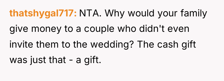 thatshygal717 NTA. Why would your family give money to a...