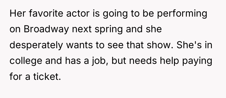 Her favorite actor is going to be performing on Broadway...