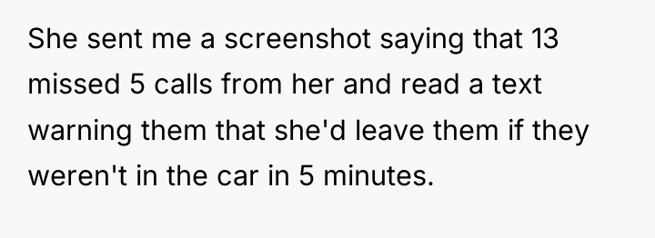 She sent me a screenshot saying that 13 missed 5...