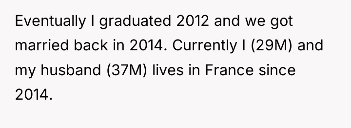 Eventually I graduated 2012 and we got married back in...