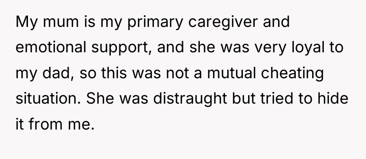 My mum is my primary caregiver and emotional support, and...