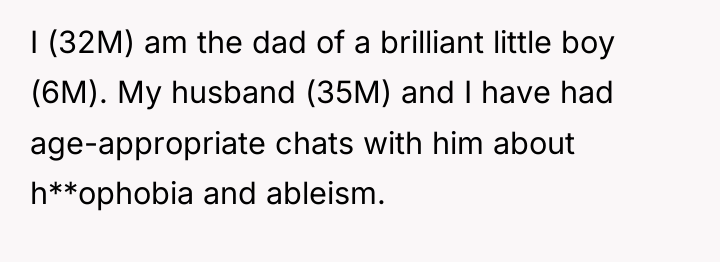 I (32M) am the dad of a brilliant little boy...