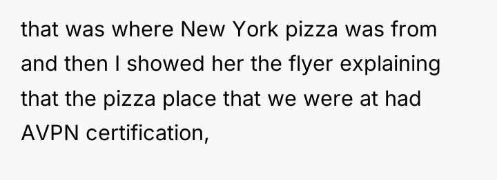 that was where New York pizza was from and then...