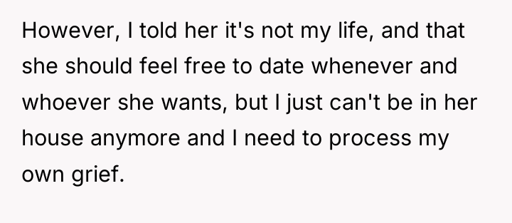 However, I told her it's not my life, and that...
