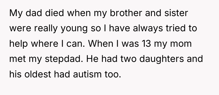 My dad died when my brother and sister were really...