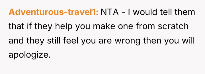 Adventurous-travel1 NTA - I would tell them that if they...