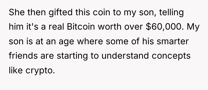 She then gifted this coin to my son, telling him...
