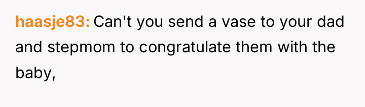 haasje83 Can't you send a vase to your dad and...