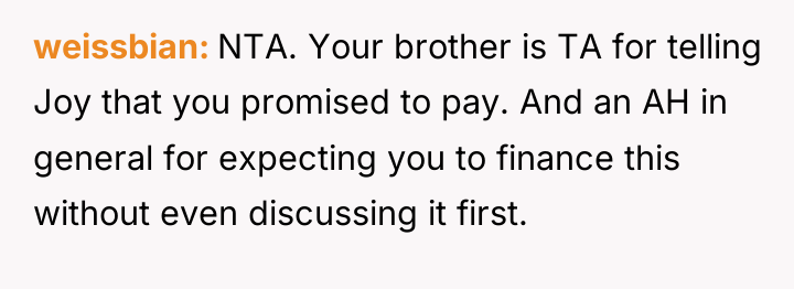 weissbian NTA. Your brother is TA for telling Joy that...