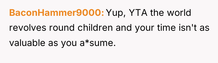 BaconHammer9000 Yup, YTA the world revolves round children and your...