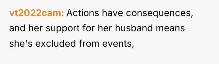 vt2022cam Actions have consequences, and her support for her husband...