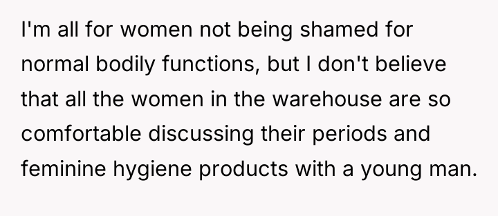 I'm all for women not being shamed for normal bodily...
