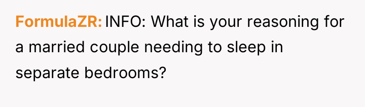 FormulaZR INFO: What is your reasoning for a married couple...