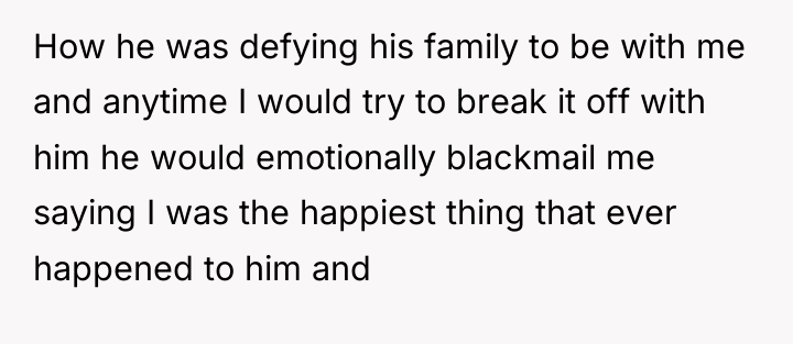 How he was defying his family to be with me...