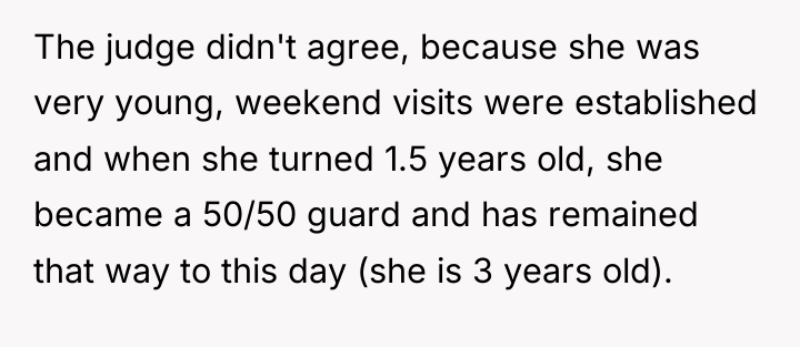 The judge didn't agree, because she was very young, weekend...