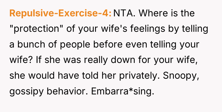 Repulsive-Exercise-4 NTA. Where is the "protection" of your wife's feelings...