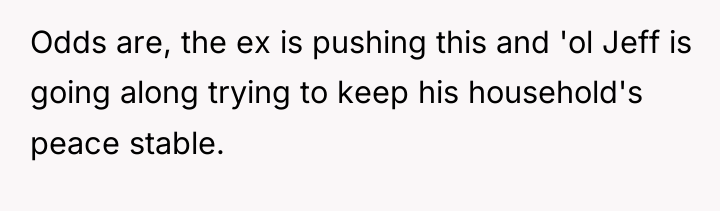 Odds are, the ex is pushing this and 'ol Jeff...
