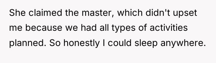 She claimed the master, which didn't upset me because we...
