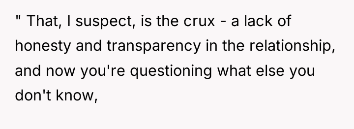 " That, I suspect, is the crux - a lack...