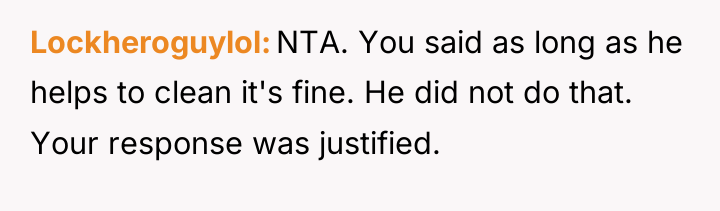 Lockheroguylol NTA. You said as long as he helps to...