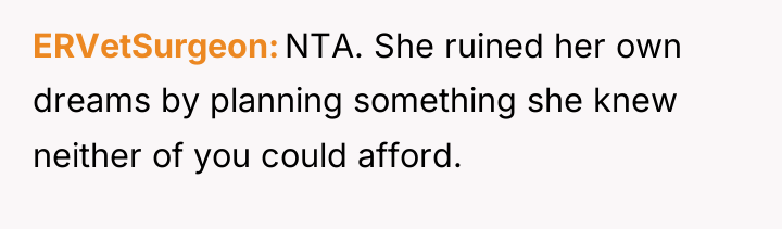 ERVetSurgeon NTA. She ruined her own dreams by planning something...