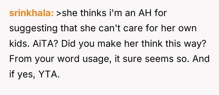 srinkhala >she thinks i'm an AH for suggesting that she...