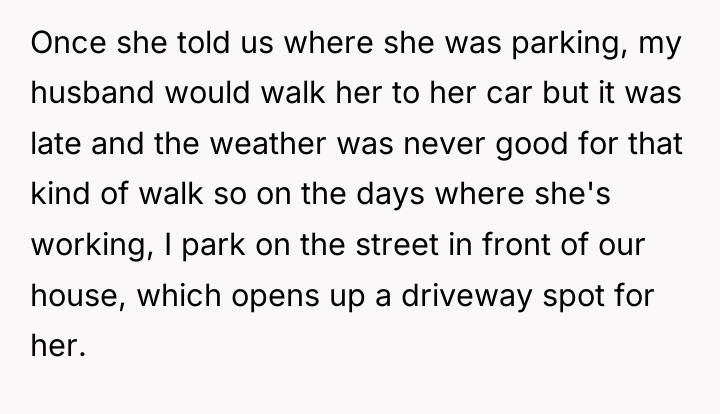 Once she told us where she was parking, my husband...