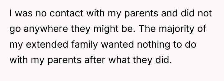 I was no contact with my parents and did not...