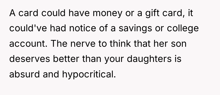 A card could have money or a gift card, it...