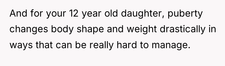 And for your 12 year old daughter, puberty changes body...